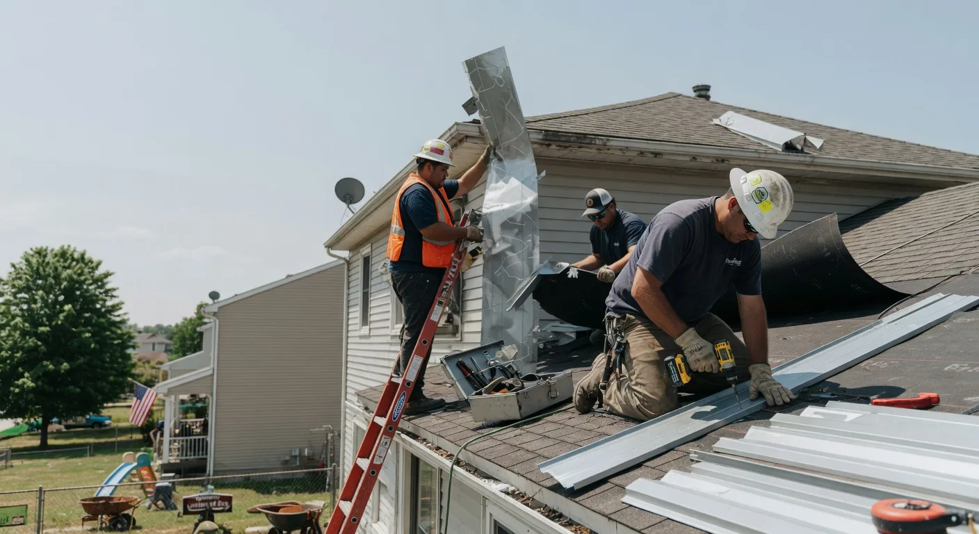 Storm Damage Metal Roof Repair in Macksburg, IA